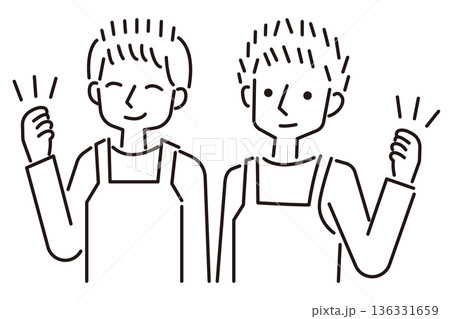 頼もしい男性スタッフの線画イラスト 頼もしい男性スタッフの線画イラスト 136331659