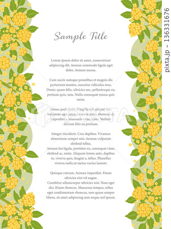 ラフなタッチの金木犀の縦型デザインフレーム 136331676