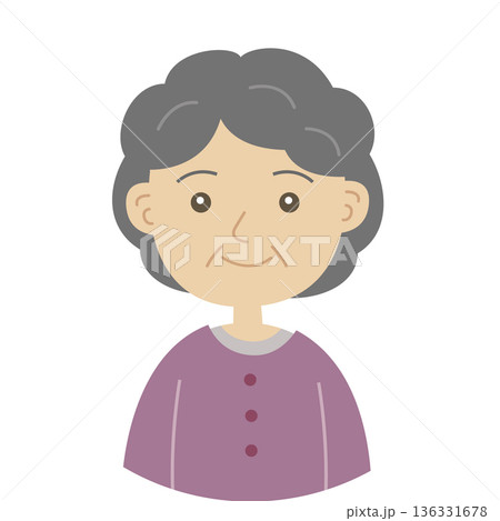 70代から90代ぐらいの女性のイラスト素朴な雰囲気 136331678