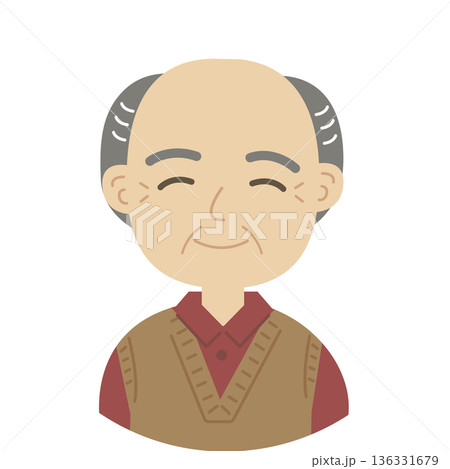 80代から90代ぐらいの男性のイラストあたたかい雰囲気 136331679