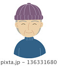 70代から90代ぐらいの男性のイラスト毛糸の帽子 136331680