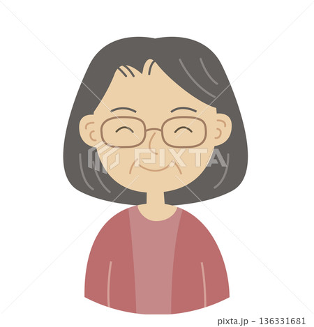 70代から80代ぐらいの女性のイラストエレガントな落ち着いた雰囲気 136331681
