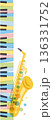 ピアノとサックスのJAZZデザインフレーム 136331752