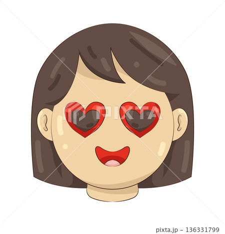 Illustration of heart-eyed girl 136331799