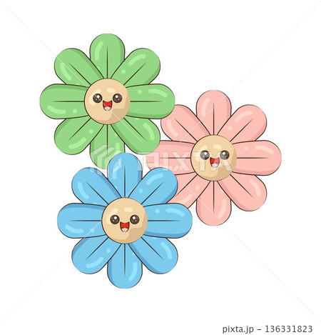 Illustration of happy flower Illustration of happy flower 136331823