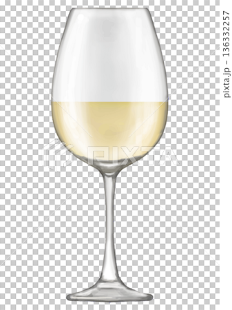 一杯白葡萄酒。逼真插圖 一杯白葡萄酒。逼真插圖 136332257
