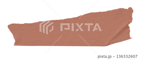 brown crumpled torn tape isolated on transparent background. 136332607