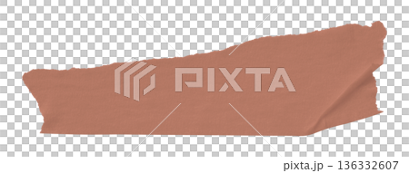 brown crumpled torn tape isolated on transparent background. 136332607