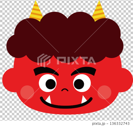 節分の赤鬼のイラスト　かわいい鬼のキャラクター素材 136332743