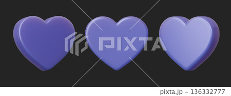 3D holographic heart icon with neon Y2K chrome effect and iridescent glow on transparent background, perfect for love-themed digital designs and Valentine's Day graphics. 136332777