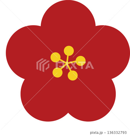 梅の花イラスト 節分と春を感じる和風モチーフ 梅の花イラスト 節分と春を感じる和風モチーフ 136332793