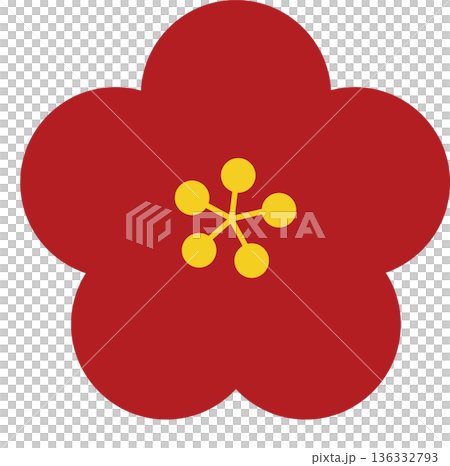 梅花插畫－象徵節分與春天的日本圖案 136332793