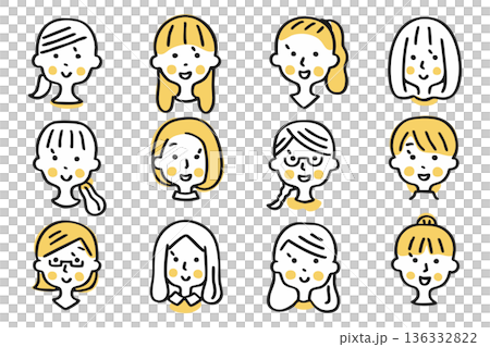 Women's face icon set ② Women's face icon set ② 136332822