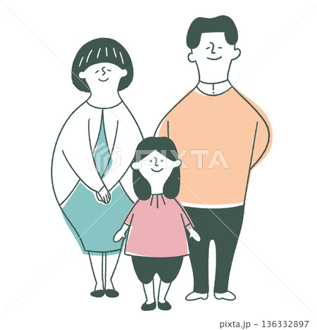 女の子と若い夫婦3人家族 女の子と若い夫婦3人家族 136332897