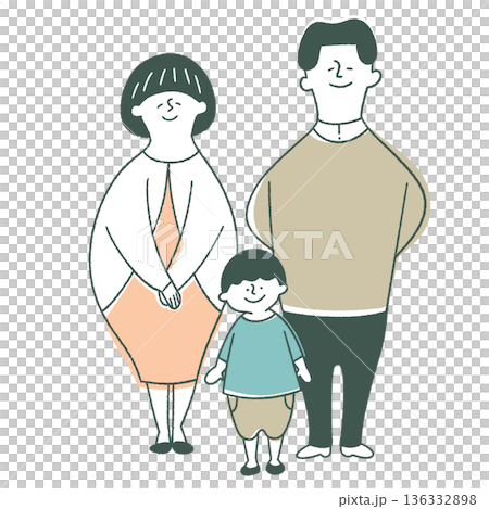 一家三口,一個男孩和一對年輕夫婦 一家三口,一個男孩和一對年輕夫婦 136332898