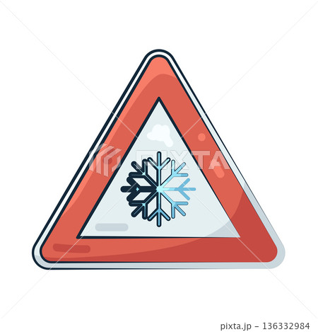 Illustration of snow warning sign 136332984
