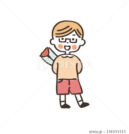 【母の日】花を持つ男の子③-1 136333313