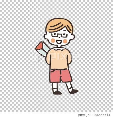 【母の日】花を持つ男の子③-1 136333313