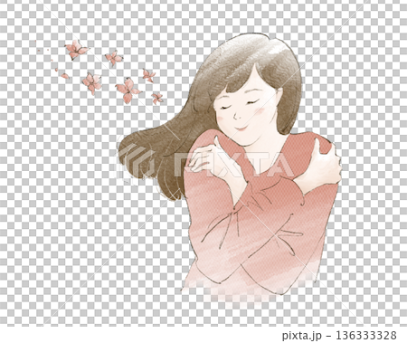 A woman hugging herself A woman hugging herself 136333328