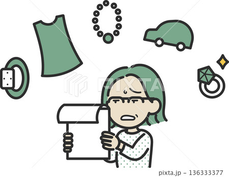 支払いに追われる40代女性のイラスト 136333377