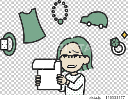 支払いに追われる40代女性のイラスト 136333377