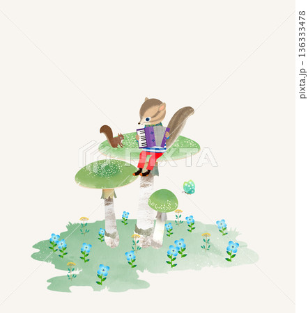 リスときのこ 136333478