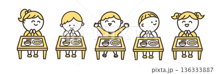 楽しい給食と子供たち カラー 楽しい給食と子供たち カラー 136333887
