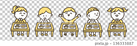 楽しい給食と子供たち カラー 楽しい給食と子供たち カラー 136333887