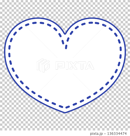 Blue heart-shaped material | Stitching lines, white painted, pop 136334474