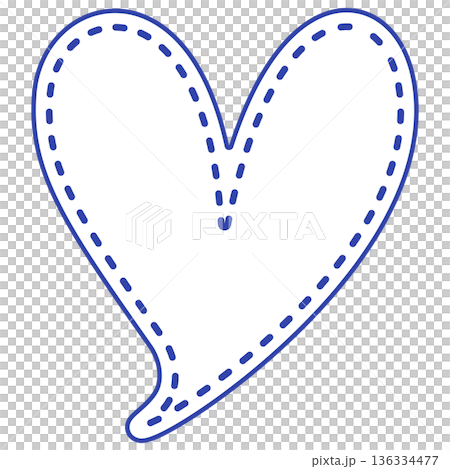 藍色心形布料 | 縫線，白色塗漆，流行 136334477