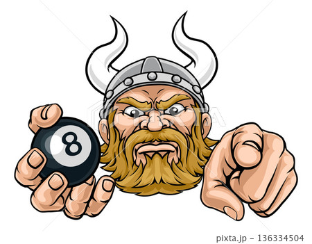 Viking Billiards Pool 8 Black Ball Sports Mascot Viking Billiards Pool 8 Black Ball Sports Mascot 136334504