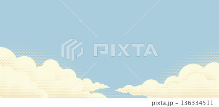 Blue Sky Clouds Background Cartoon Illustration Blue Sky Clouds Background Cartoon Illustration 136334511