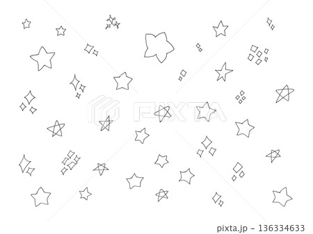 星とキラキラのシンプルな手描きイラストセット1 星とキラキラのシンプルな手描きイラストセット1 136334633