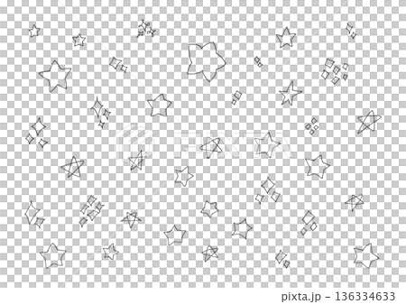 星とキラキラのシンプルな手描きイラストセット1 星とキラキラのシンプルな手描きイラストセット1 136334633