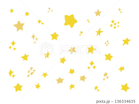 星とキラキラのシンプルな手描きイラストセット3 星とキラキラのシンプルな手描きイラストセット3 136334635