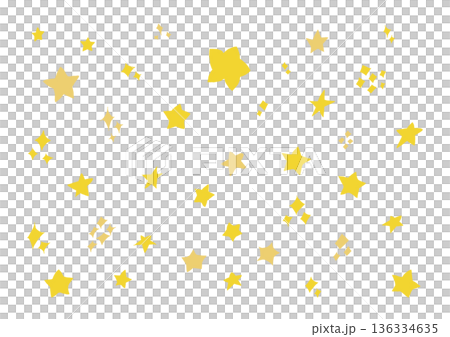 Simple hand-drawn illustration set of stars and glitter 3 136334635