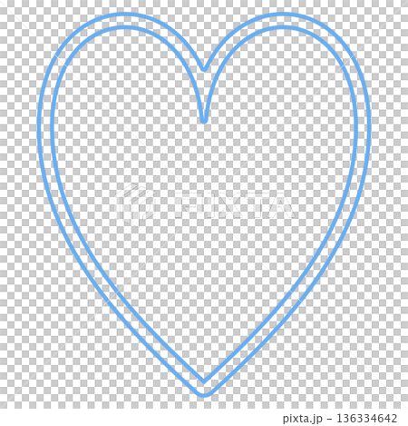 Blue/light blue heart-shaped material | double line, transparent 136334642