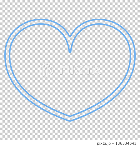 Blue/light blue heart-shaped material | double line, transparent 136334643