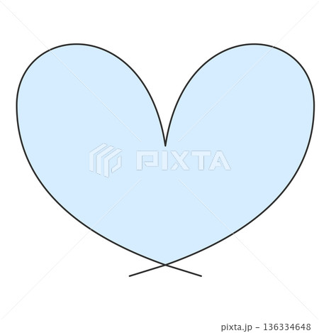 薄青の手書き風ハート型素材|線あり パステル 薄青の手書き風ハート型素材|線あり パステル 136334648