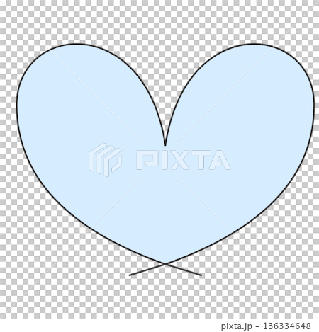 薄青の手書き風ハート型素材|線あり パステル 薄青の手書き風ハート型素材|線あり パステル 136334648