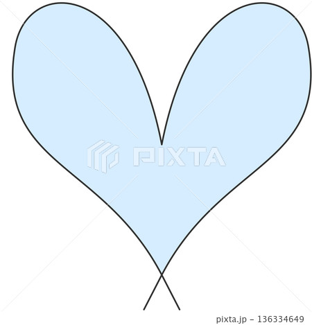 薄青の手書き風ハート型素材｜線あり　パステル 136334649