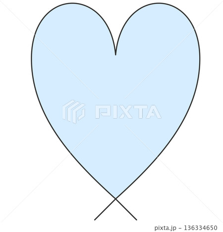 薄青の手書き風ハート型素材｜線あり　パステル 136334650