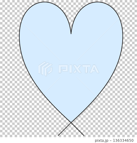 薄青の手書き風ハート型素材｜線あり　パステル 136334650