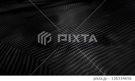 高級感あるブラックカーボンファイバー素材テクスチャ背景 136334656