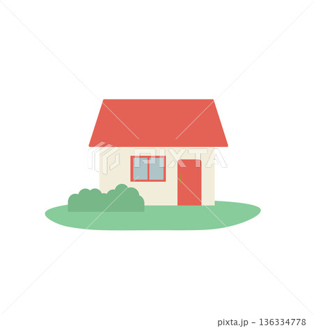 建物素材　家のイラスト　家アセット　ビル 136334778