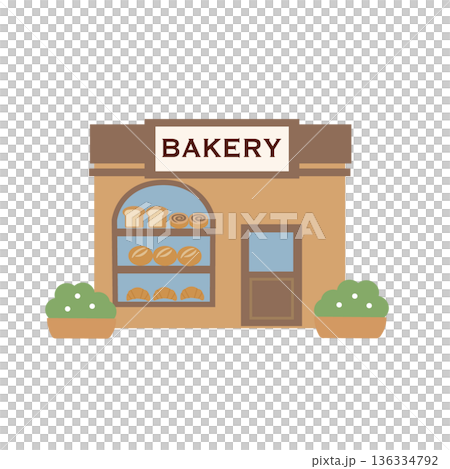 Bakery illustration, bakery icon, building asset, shop 136334792