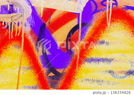Abstract Urban Graffiti in Purple Red Yellow with Drip Effect for 90s Y2K Street Art Abstract Urban Graffiti in Purple Red Yellow with Drip Effect for 90s Y2K Street Art 136334826
