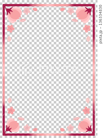 可愛的櫻花花瓣相框 136334830