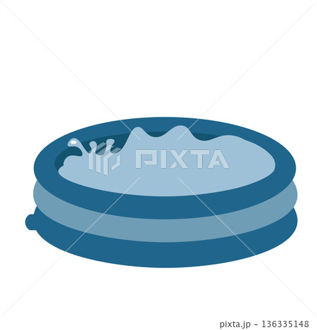 水が入っている青いビニールプールのイラスト 水が入っている青いビニールプールのイラスト 136335148