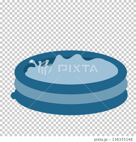 水が入っている青いビニールプールのイラスト 水が入っている青いビニールプールのイラスト 136335148